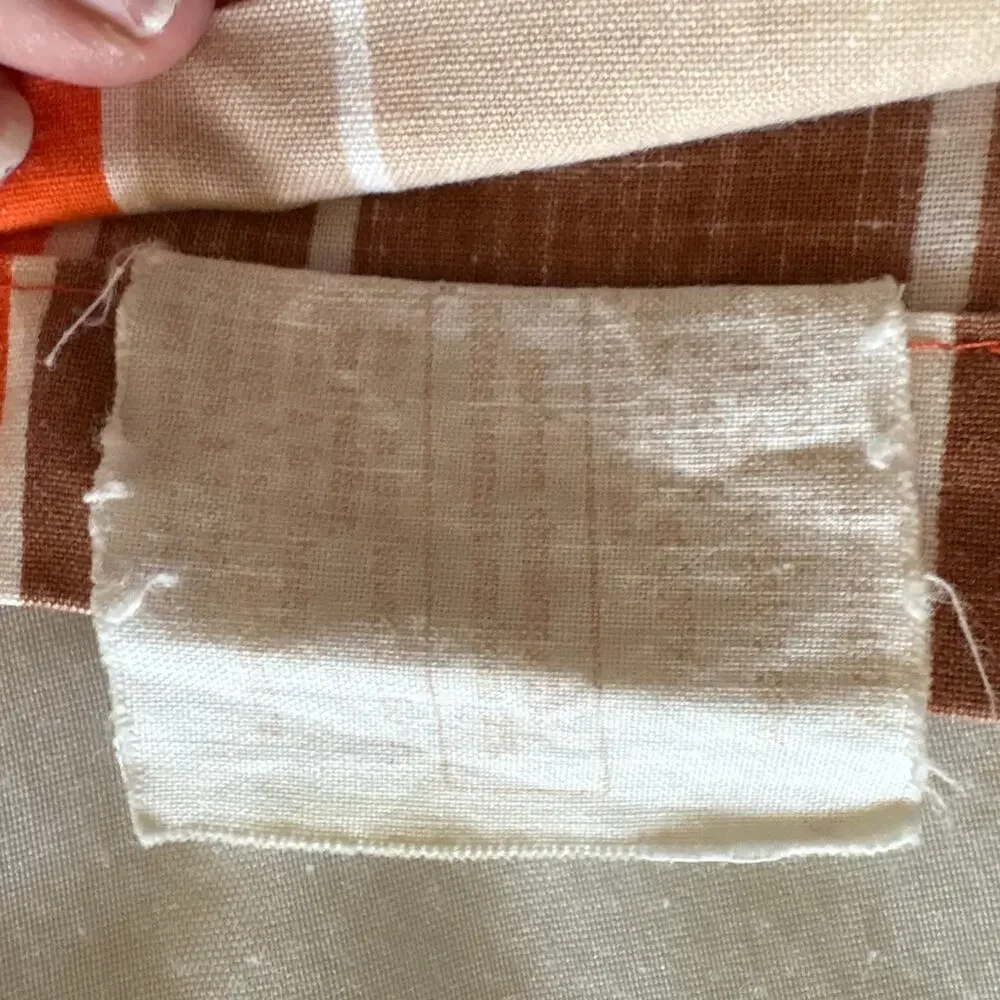Vintage 1970s Striped Sheet Set Twin Full 1 Flat Sheet 2 Pillowcases Orange 70s
